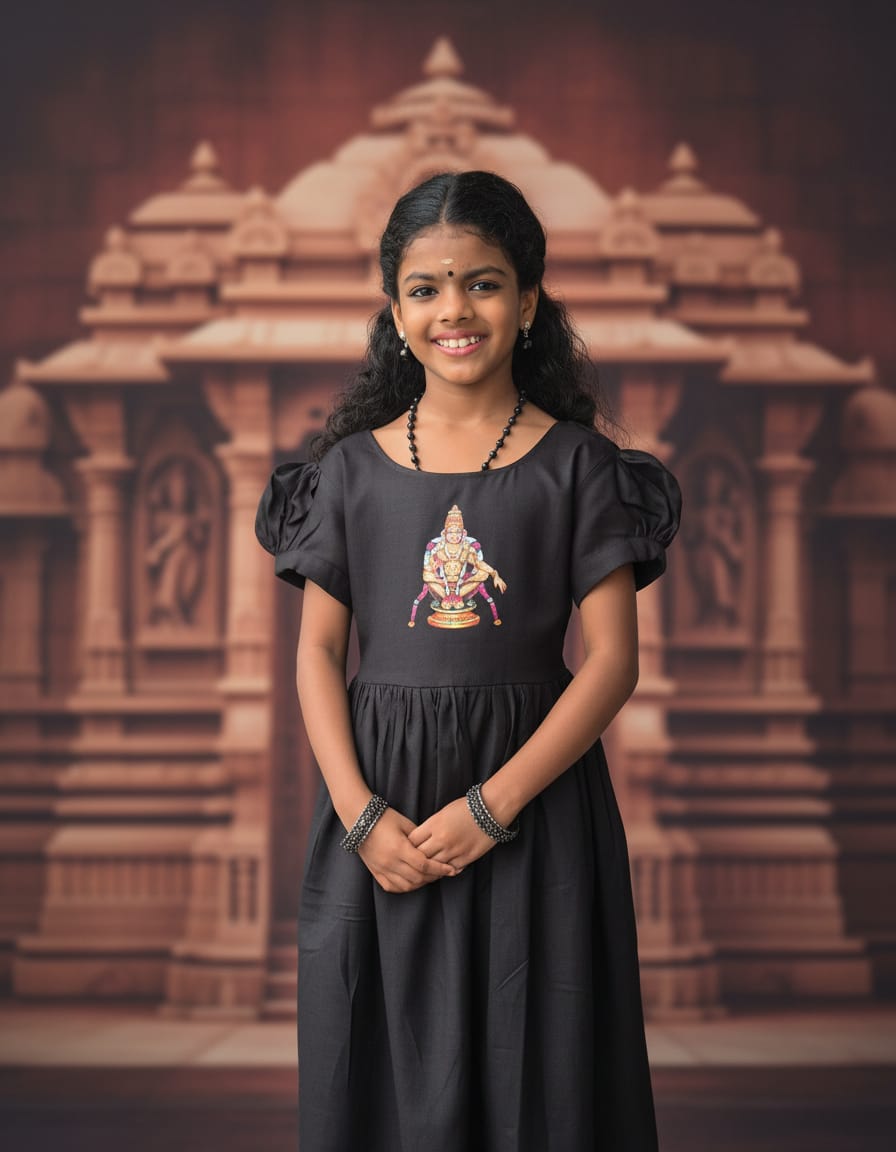 Black Frock with Ayyappa Prints